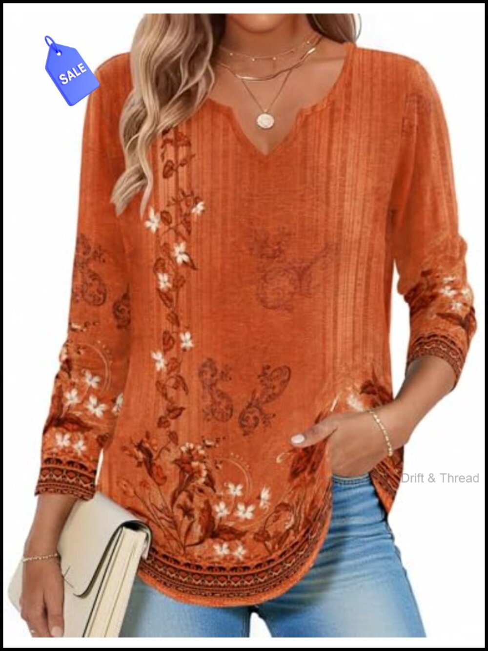 Zeagoo Women's Long Sleeve V-Neck Tunic Blouse Polyester Spandex Casual Top